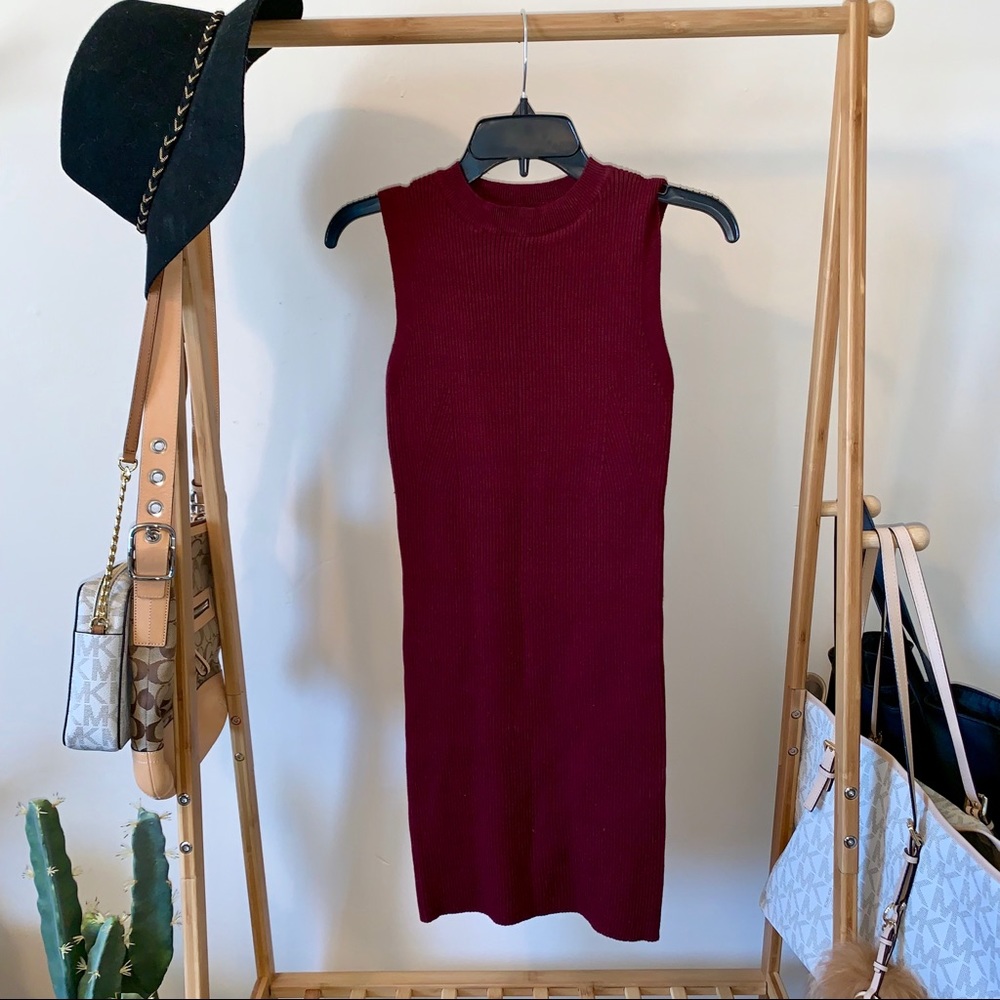 NWT🖤 Burgundy stretchy knit dress-Forever 21
